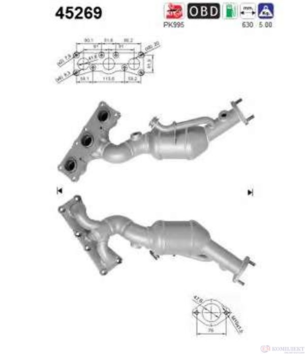 КАТАЛИЗАТОР BMW 5 SERIES E60 (2002-) 2.5i V6 24V - AS