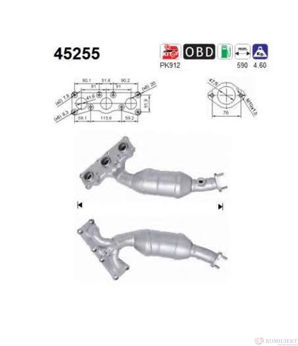 КАТАЛИЗАТОР BMW 3 SERIES E90 (2005-) 2.5i V6 24V - AS