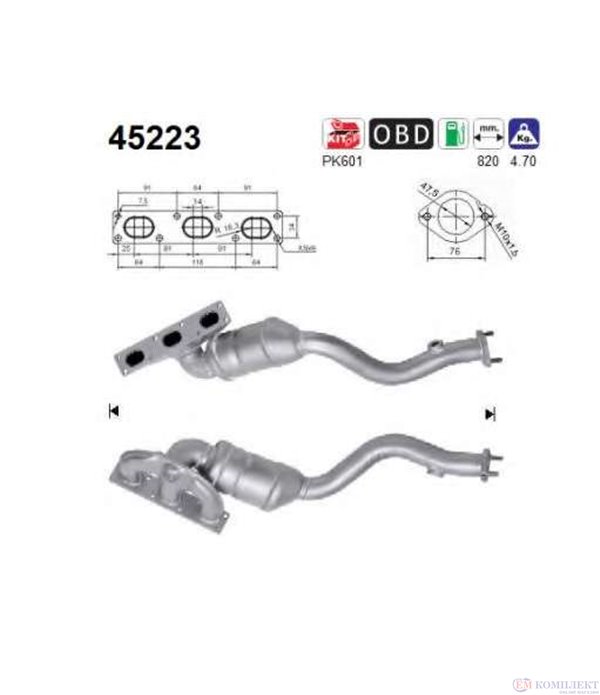 КАТАЛИЗАТОР ПРЕДЕН BMW 3 SERIES E46 (1998-) 2.2i 24V - AS