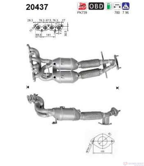 КАТАЛИЗАТОР FORD FOCUS (2004-) 1.6i 16V - AS