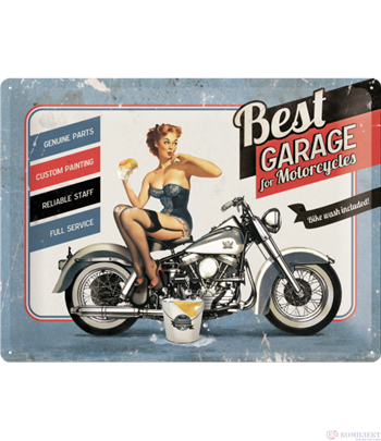 Табела ретро метална Best garage for motorcycles /XL/  30x40см.