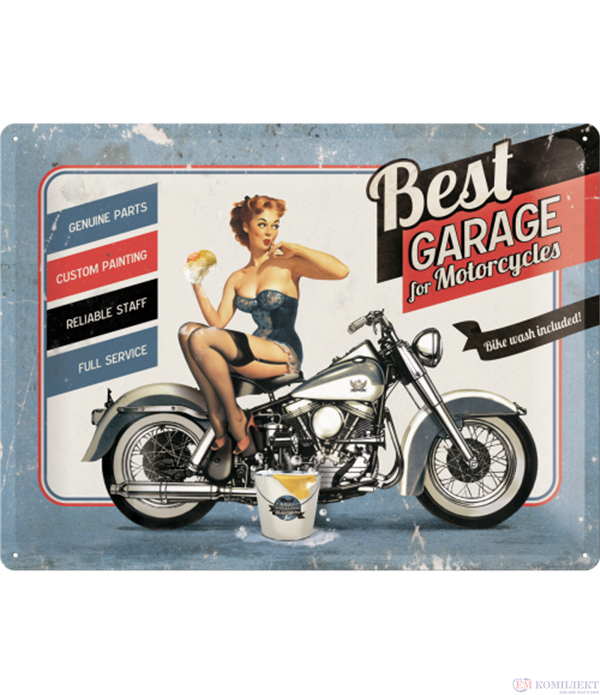 Табела ретро метална Best garage for motorcycles /XL/  30x40см.