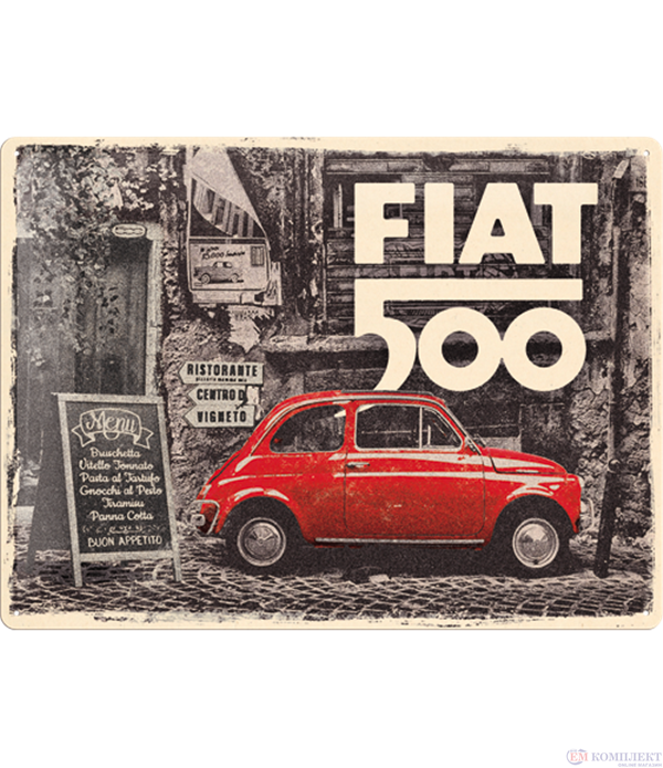 Табела ретро метална FIAT 500 /XL/  30x40см.