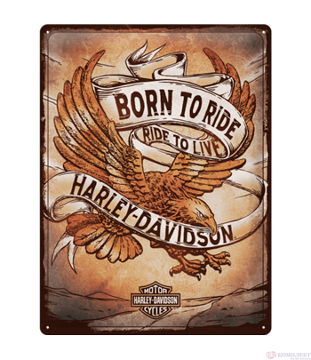 Табела ретро метална Harley Davidson Born to ride /XL/  30x40см.