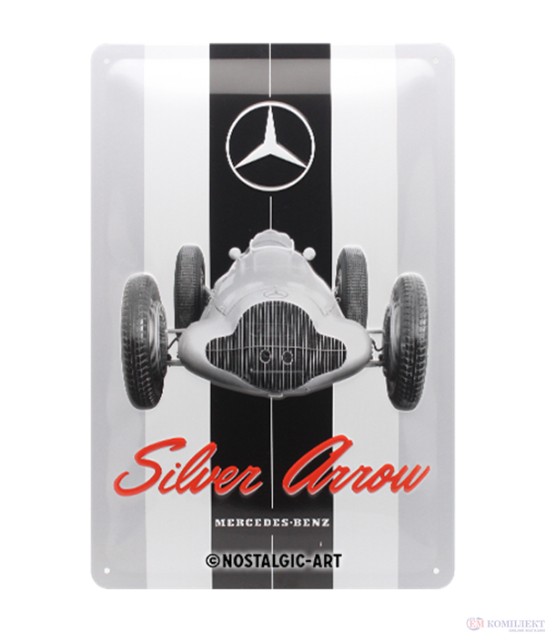 Табела ретро метална Mercedes Silver arrow /L/  20x30см.