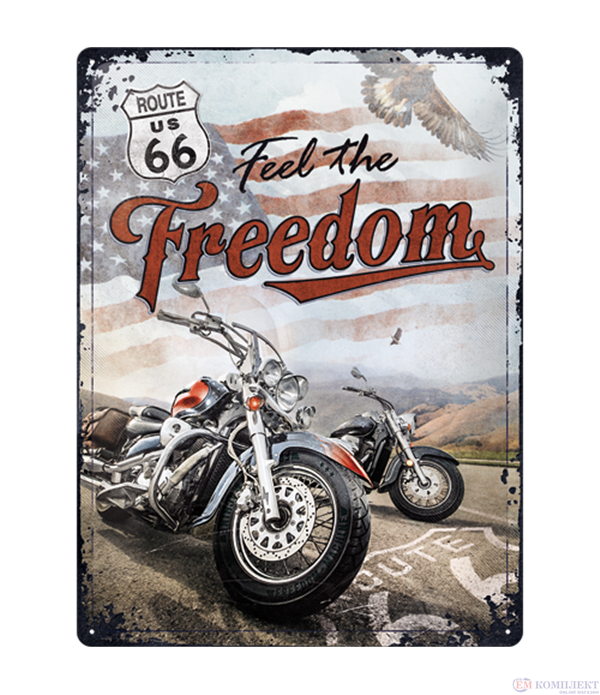 Табела ретро метална ROUTE 66 Freedom /XL/  30x40см.